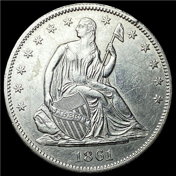 1861 Seated Liberty Half Dollar CLOSELY   UNCIRCULATED