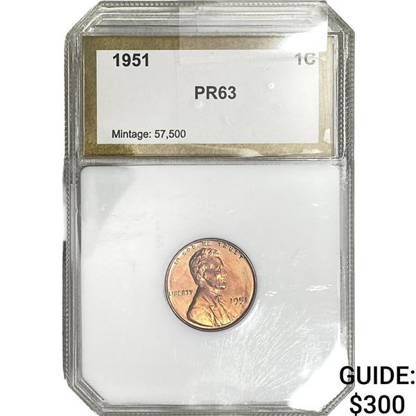 1951 Wheat Cent PCI PR63