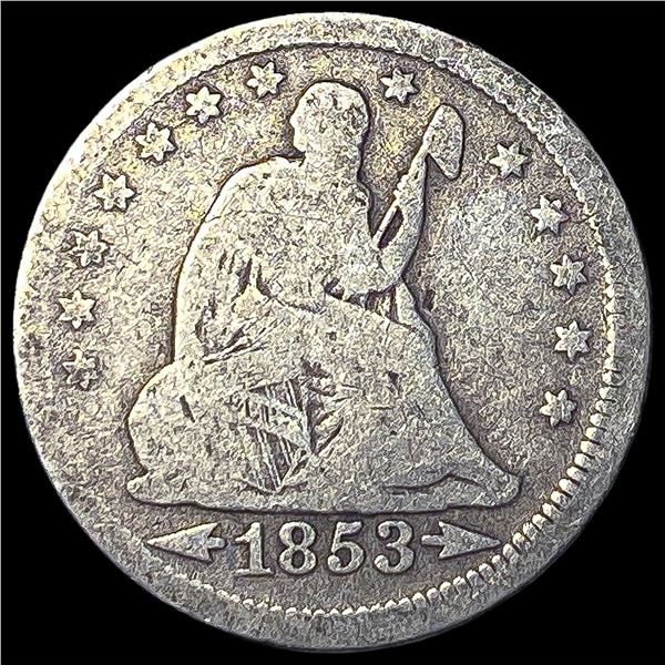 1853 Arrows/Rays Seated Liberty Quarter   NICELY CIRCULATED