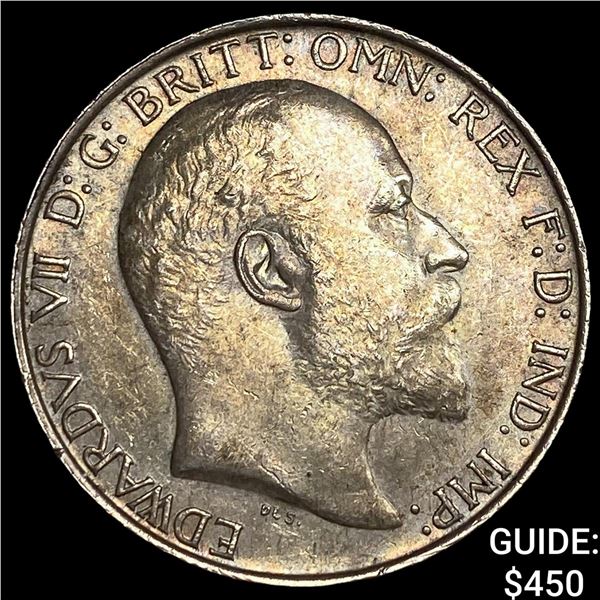 1903 Great Britain Silver Two Shillings  CLOSELY UNCIRCULATED