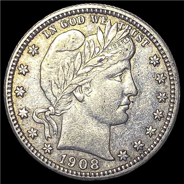 1908 Silver Barber Quarter CLOSELY   UNCIRCULATED
