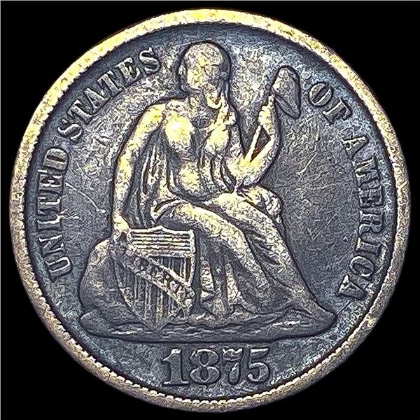 1875-CC Silver Seated Liberty Dime LIGHTLY   CIRCULATED