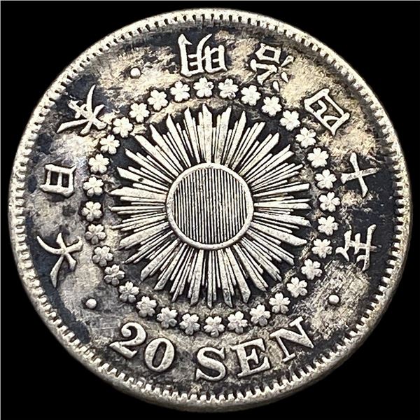 1907 Japan Silver 20 Sen NEARLY UNCIRCULATED