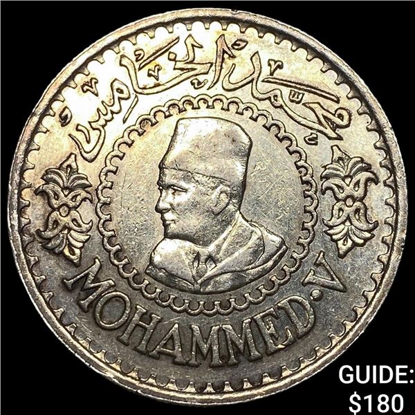 1956 Morocco Silver 500 Francs CLOSELY  UNCIRCULATED