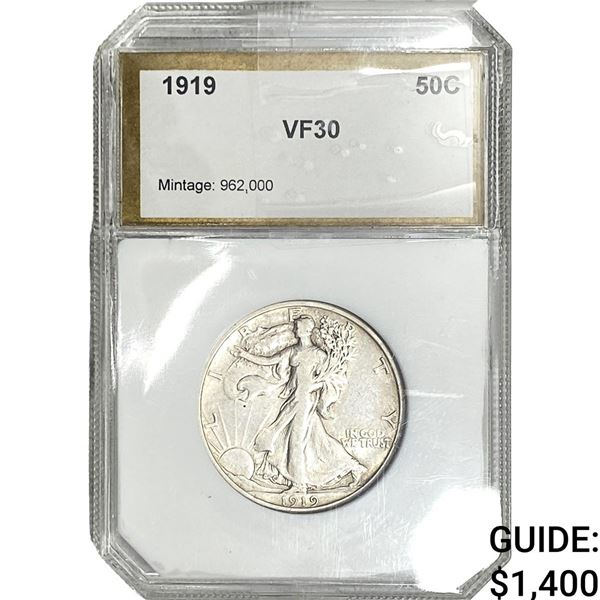 1919 Walking Liberty Half Dollar PCI VF30