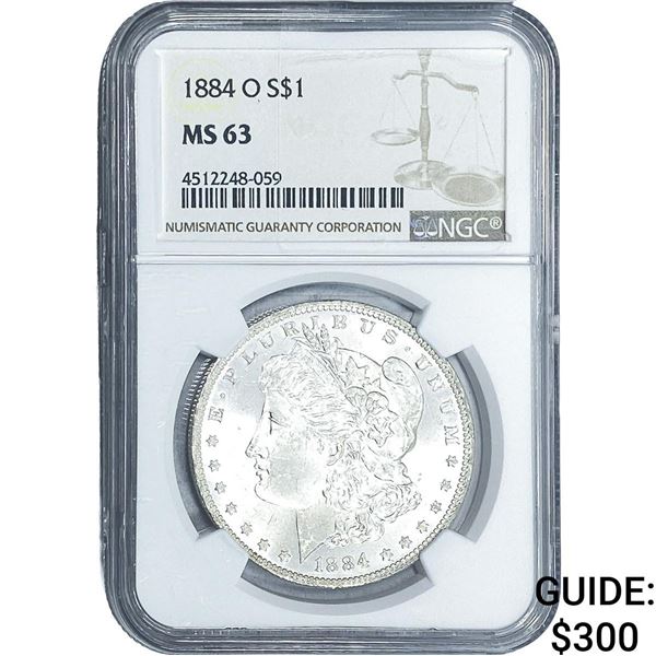 1884-O Morgan Silver Dollar NGC MS63