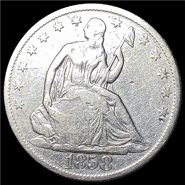 1858-O Silver Seated Liberty Half Dollar   NICELY CIRCULATED