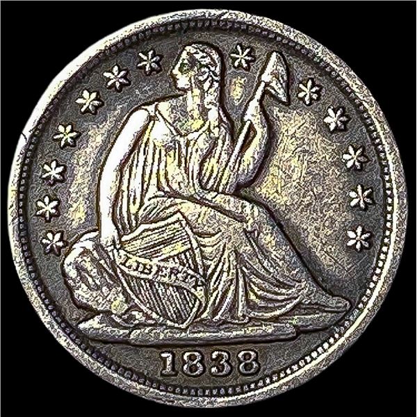 1838 Silver Seated Liberty Half Dime No   Drapery NEARLY UNCIRCULATED