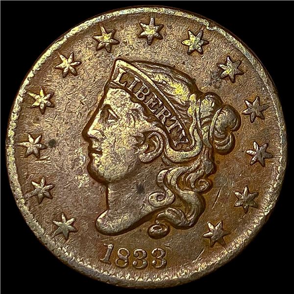 1833 Coronet Head Large Cent ABOUT   UNCIRCULATED