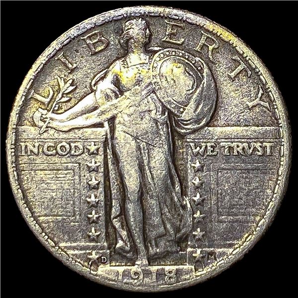 1918-D Silver Standing Liberty Quarter NEARLY   UNCIRCULATED