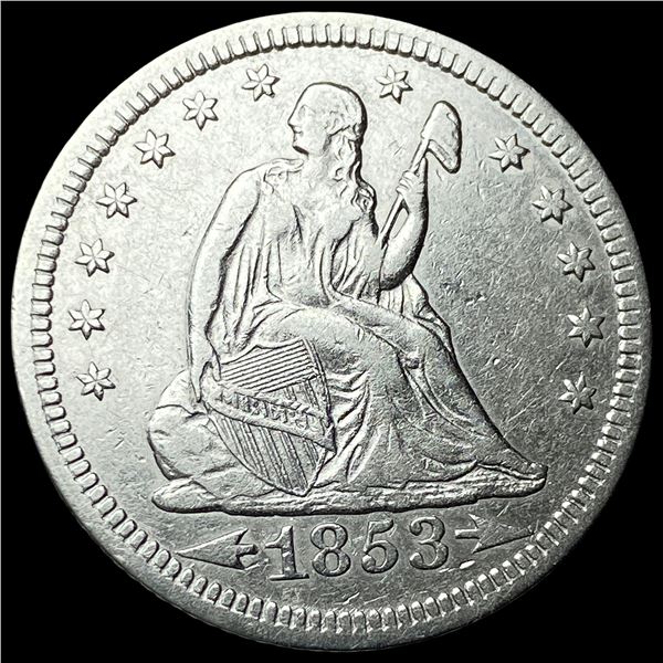 1853 Arrows/Rays Seated Liberty Quarter   NEARLY UNCIRCULATED