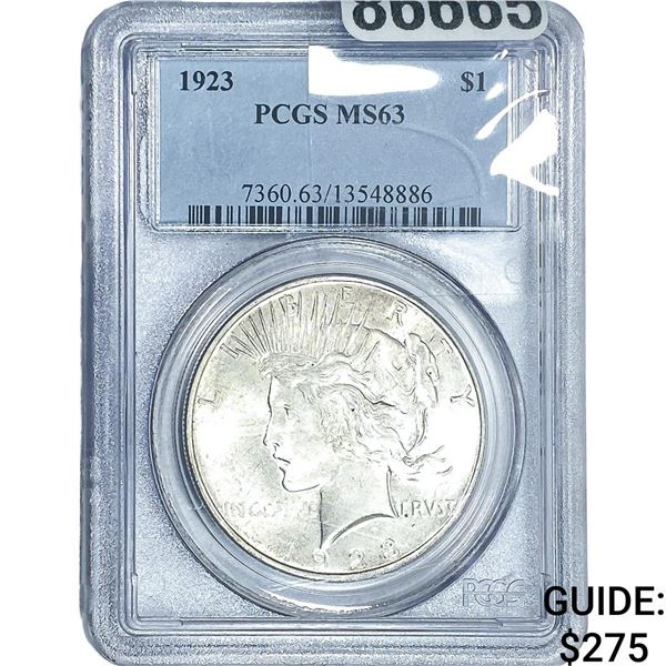 1923 Silver Peace Dollar PCGS MS63