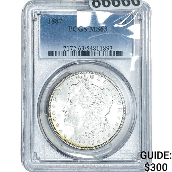 1887 Morgan Silver Dollar PCGS MS63