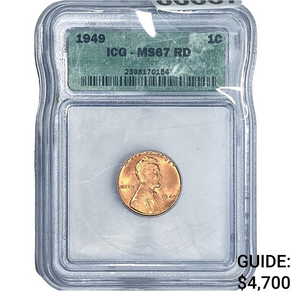 1949 Wheat Cent ICG MS67 RD