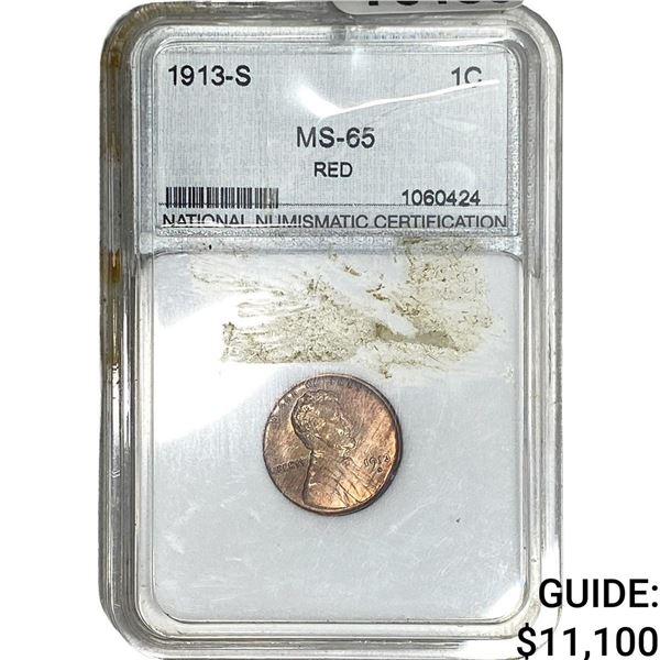 1913-S Wheat Cent NNC MS65 Red