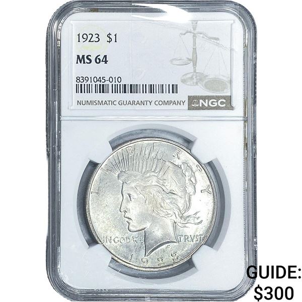 1923 Silver Peace Dollar NGC MS64