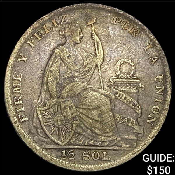 1928 Peru Silver 1/2 Sol