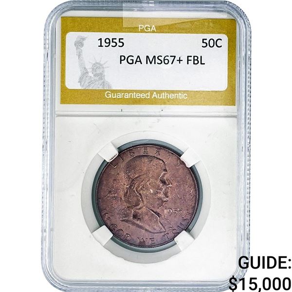 1955 Franklin Half Dollar PGA MS67+ FBL