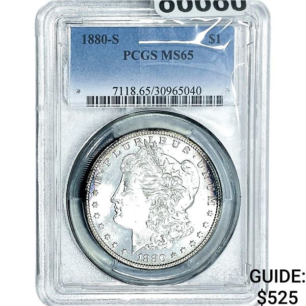 1880=S Morgan Silver Dollar PCGS MS65