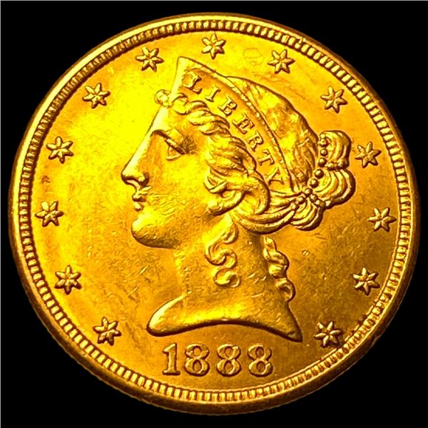 1888-S Gold $5 Liberty Head Half Eagle  UNCIRCULATED