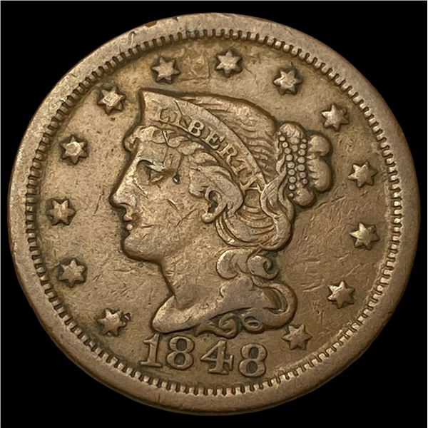 1848 Braided Hair Large Cent NEARLY  UNCIRCULATED
