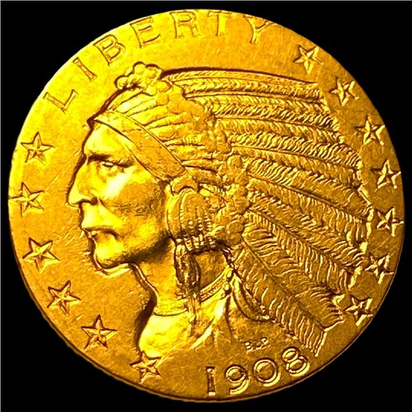 1908 Indian Head Half Eagle $5 Gold CLOSELY  UNCIRCULATED