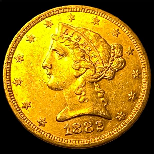 1882-S Gold $5 Liberty Head Half Eagle  UNCIRCULATED