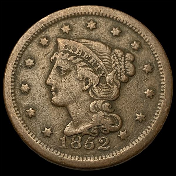 1852 Braided Hair Large Cent LIGHTLY  CIRCULATED