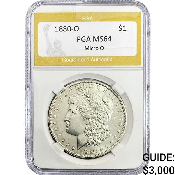 1880-O Morgan Silver Dollar PGA MS64 Micro O