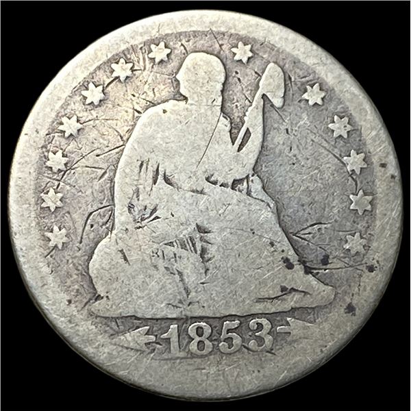 1853 Arrows/Rays Seated Liberty Quarter  NICELY CIRCULATED