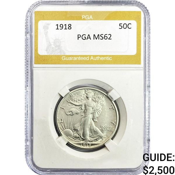 1918 Walking Liberty Half Dollar PGA MS62