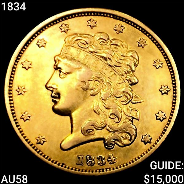 1834 $5 Gold Half Eagle CHOICE AU