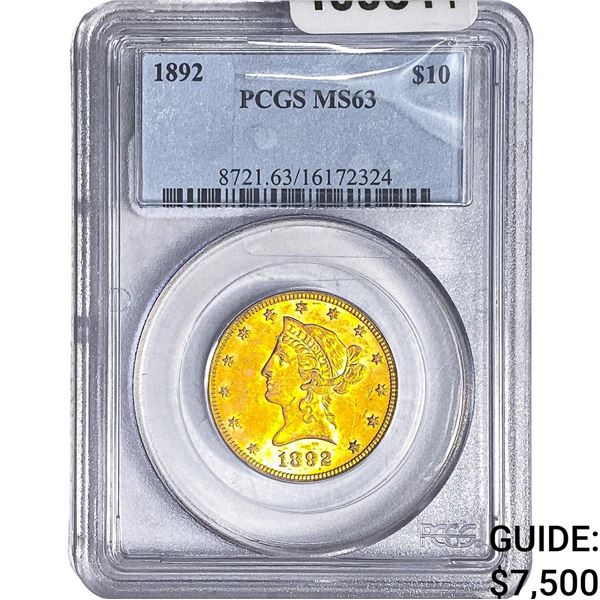 1892 $10 Gold Eagle PCGS MS63