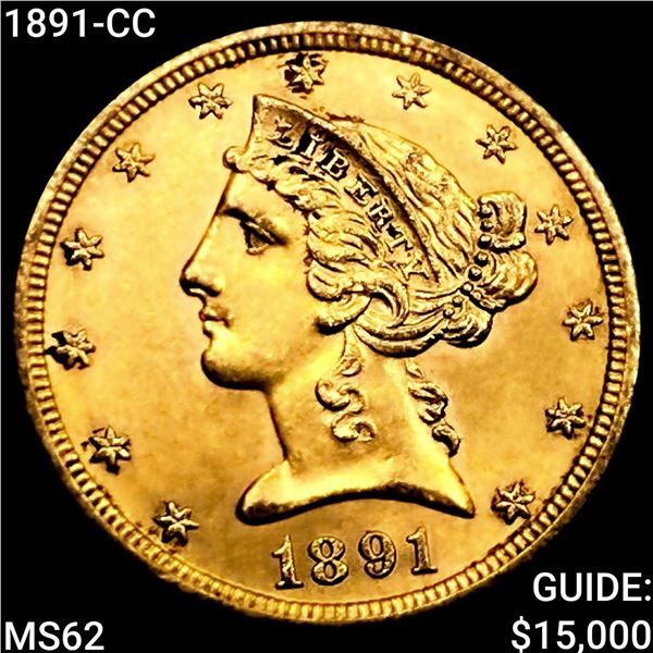 1891-CC $5 Gold Half Eagle UNCIRCULATED
