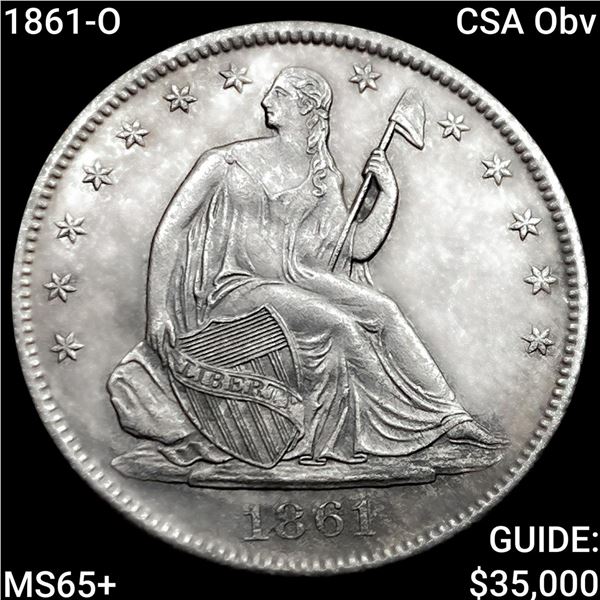 1861-O CSA Obv Seated Liberty Half Dollar GEM  BU +