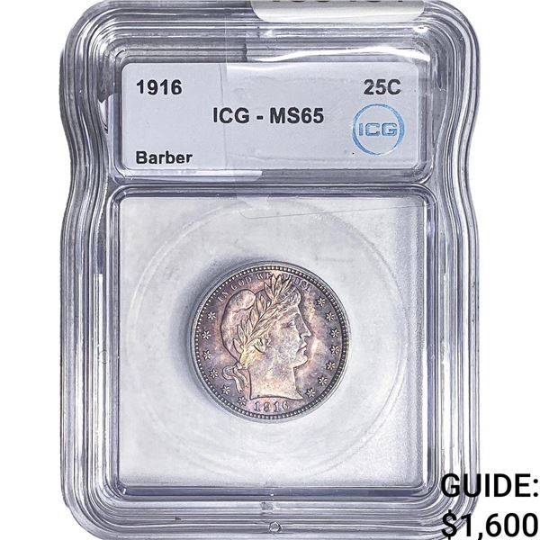 1916 Barber Quarter ICG MS65