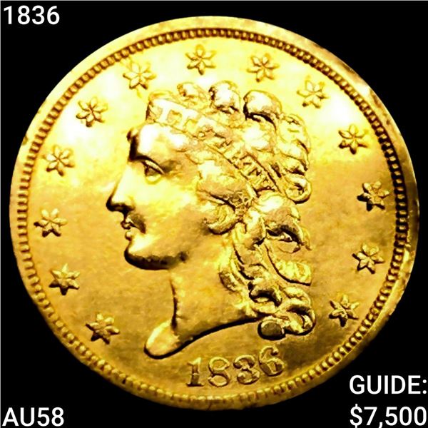1836 $2.50 Gold Quarter Eagle CHOICE AU