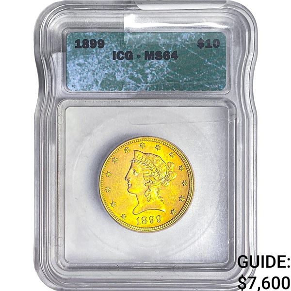 1899 $10 Gold Eagle ICG MS64