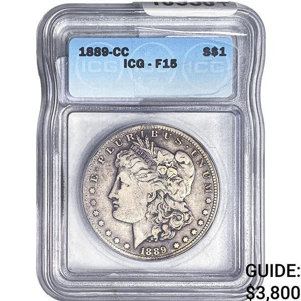 1889-CC Morgan Silver Dollar ICG F15