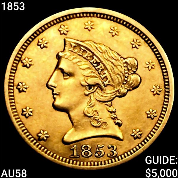 1853 $2.50 Gold Quarter Eagle CHOICE AU