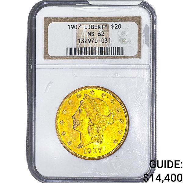 1907 $20 Gold Double Eagle NGC MS62