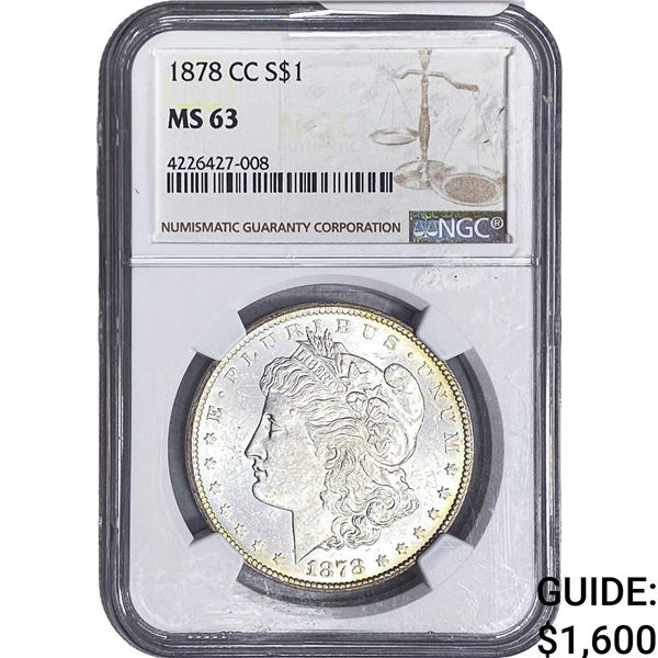 1878-CC Morgan Silver Dollar NGC MS63