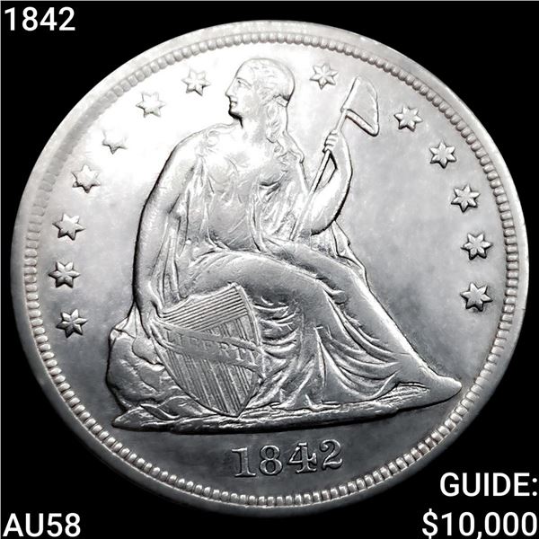 1842 Seated Liberty Dollar CHOICE AU