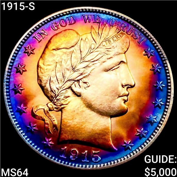 1915-S Barber Half Dollar CHOICE BU