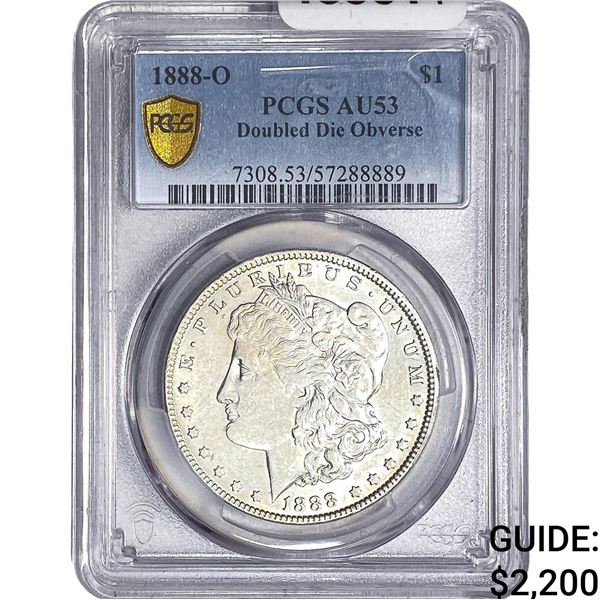 1888-O Morgan Silver Dollar PCGS AU53 Dbl Die  Obv