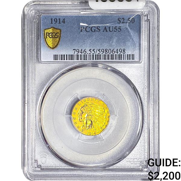 1914 $2.50 Gold Quarter Eagle PCGS AU55