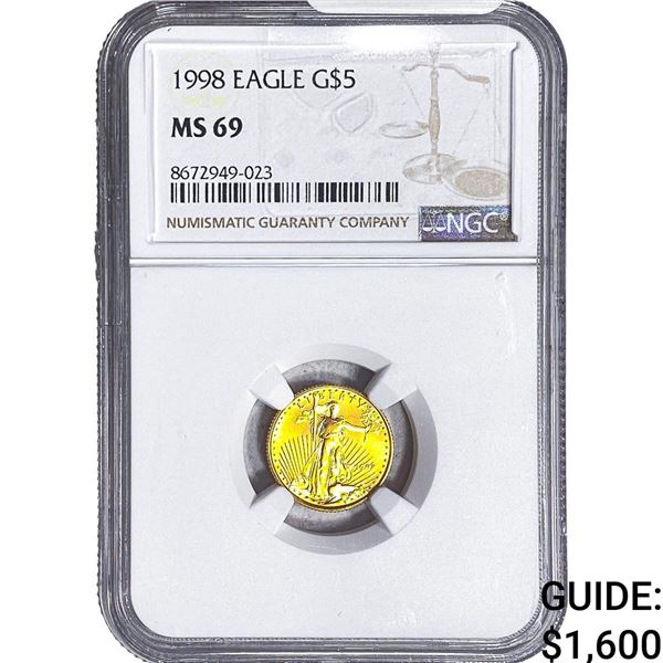 1998 1/10oz $5 Gold Eagle NGC MS69