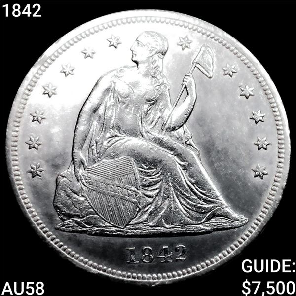 1842 Seated Liberty Dollar CHOICE AU