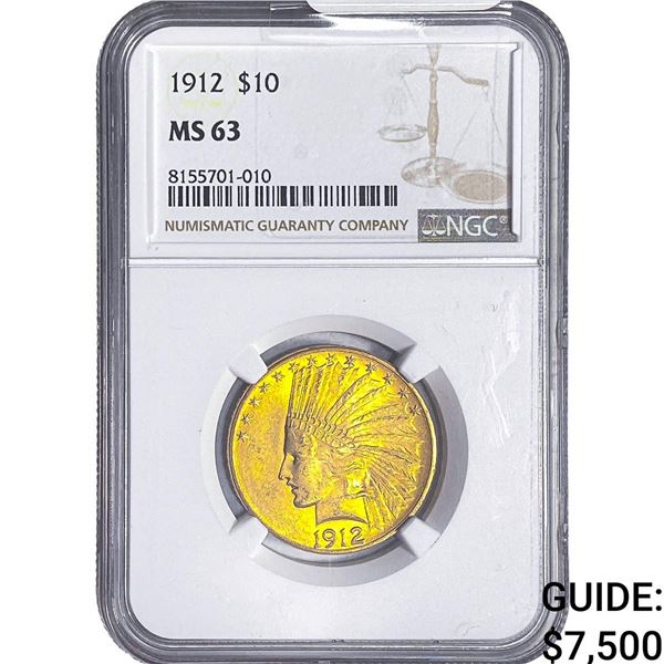 1912 $10 Gold Eagle NGC MS63