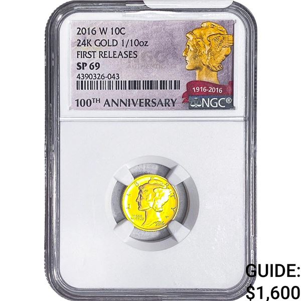 2016-W 1/10oz 10C Mercury NGC SP69 First  Releases